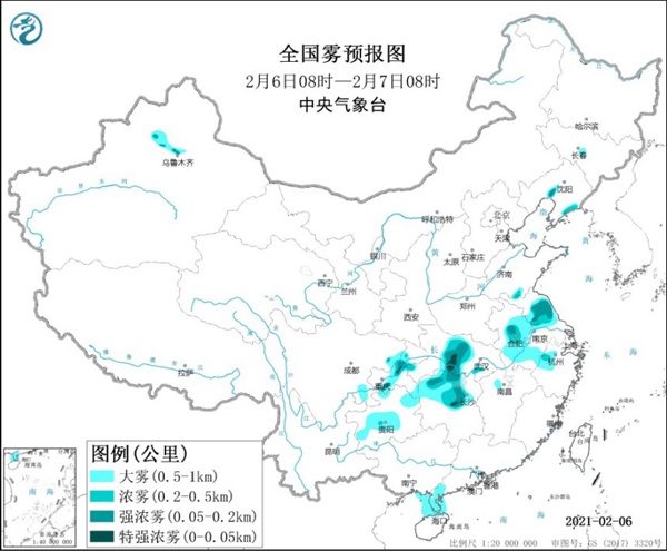 大雾黄色预警继续！湖南湖北重庆等局地有特强浓雾1