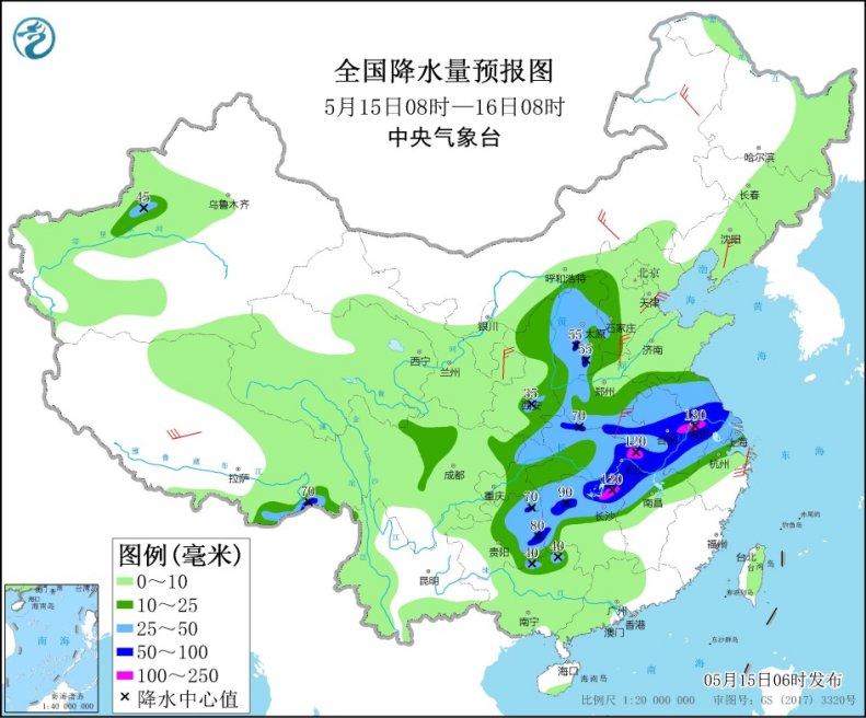 我国中东部大范围降雨最强时段来临 局地有暴雨或大暴雨1