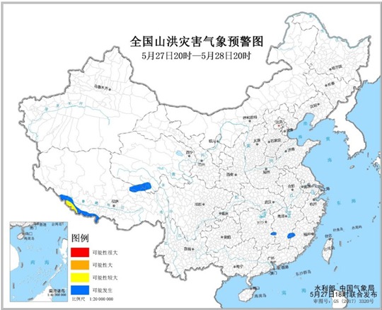 山洪灾害气象预警：福建江西湖南西藏青海等地可能发生山洪灾害1