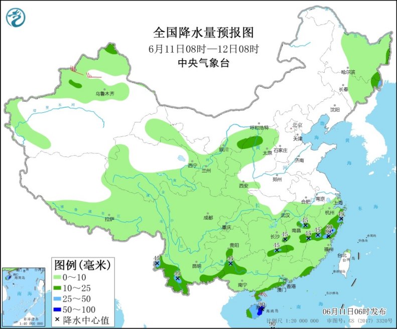 热带扰动致华南沿海多风雨 北方高温范围再扩大1
