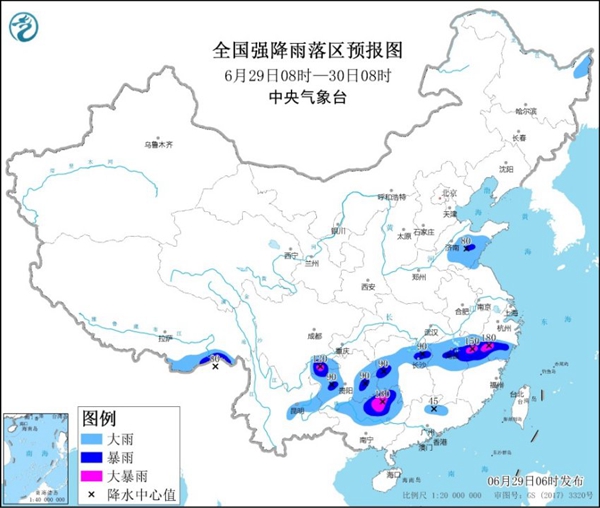 暴雨黄色预警：江西浙江四川广西等地局地有大暴雨1