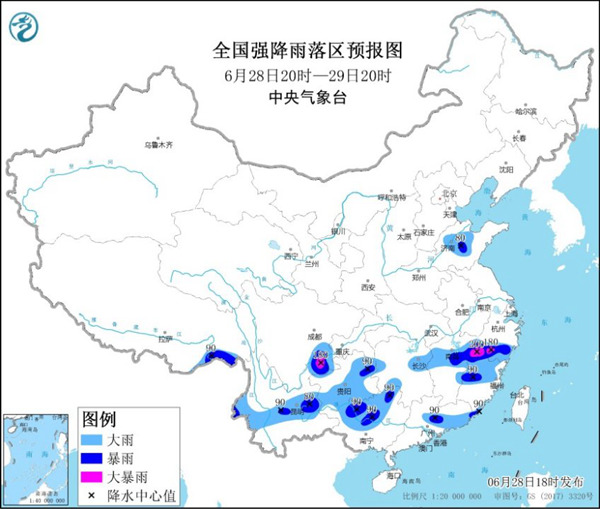 暴雨黄色预警！江西福建浙江四川局地有大暴雨1