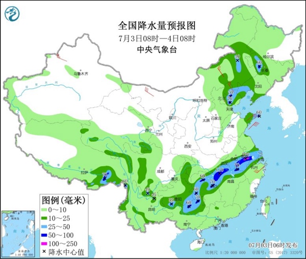 强降雨盘踞江淮一带 南北高温夹击需防暑1