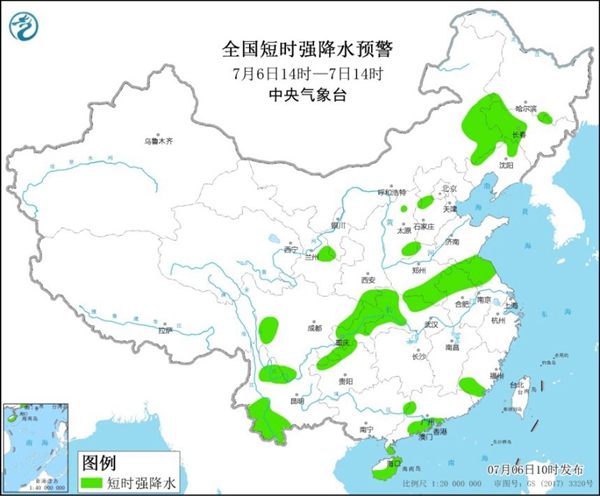 强对流天气蓝色预警：江苏重庆等17省区市将有短时强降水2