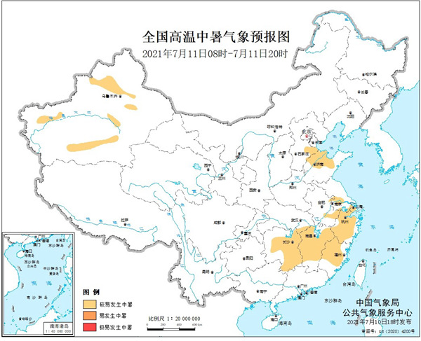 健康气象预报：湖北湖南等10省区部分地区较易发生中暑1