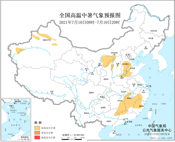健康气象预报：内蒙古等14省区部分地区较易发生中暑1