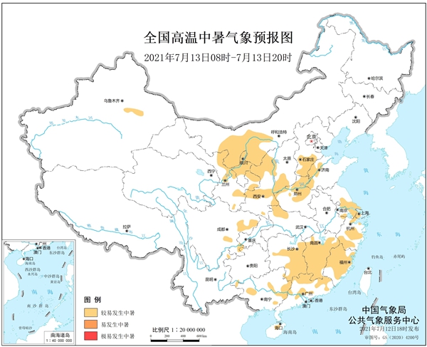健康气象预报：上海广东等19省区市较易发生中暑1