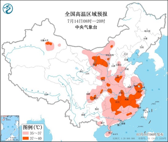 高温黄色预警！河南重庆等8省区市最高气温可达38至39℃1