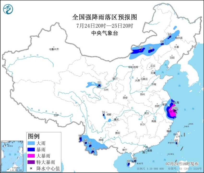 暴雨预警！12省区市部分地区有大雨或暴雨1