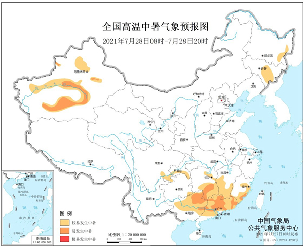 健康气象预报：广东等5省区部分地区易发生中暑1